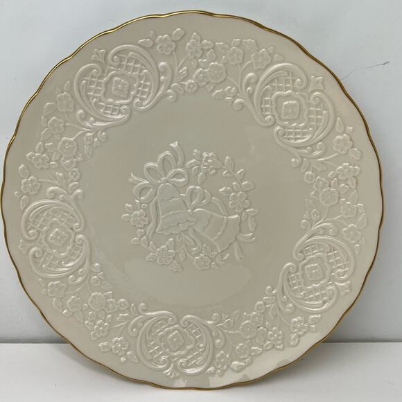 Lenox Wedding Bells Promises Ivory Gold Trim Marriage Keepsake Plate Platter - Picture 9 of 9